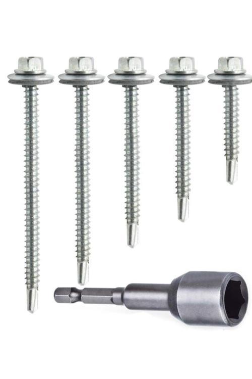 100 Adet 5,5X25 Mm Çatı Vidası Matkap Uçlu Trapez Sac Vidası Akıllı Vida