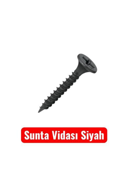 3,5X18 Sunta Mdf Ağaç Menteşe Ray Montaj Vidası Siyah (50 Adet)