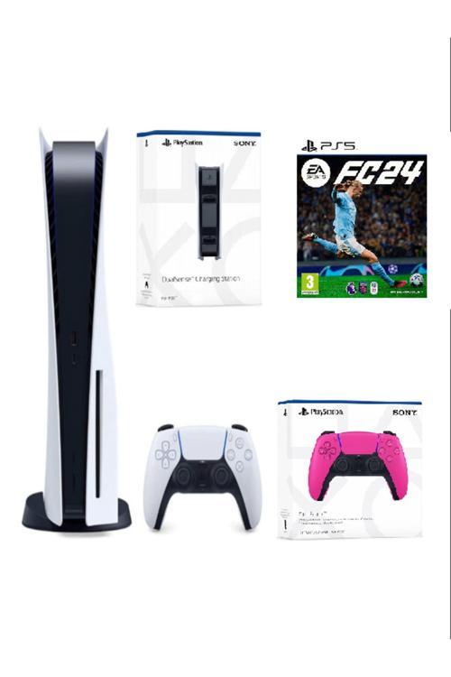 Playstation 5 CD li Versiyon + 2. DualSense PEMBE + SARJ iSTASYONU + Ps5 EA SPORTS FC 24 FiFA 24 (İthalatçı Garantili)