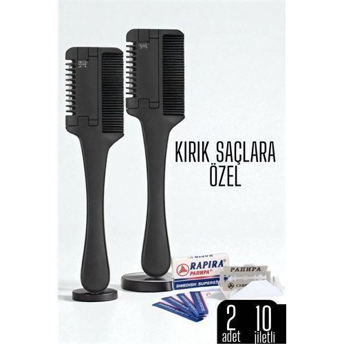 Saç İnceltme ve Şekillendirme Tarağı Çift Fonksiyonlu Saç Kırığı İçin Saç İncelten Jiletli Tarak
