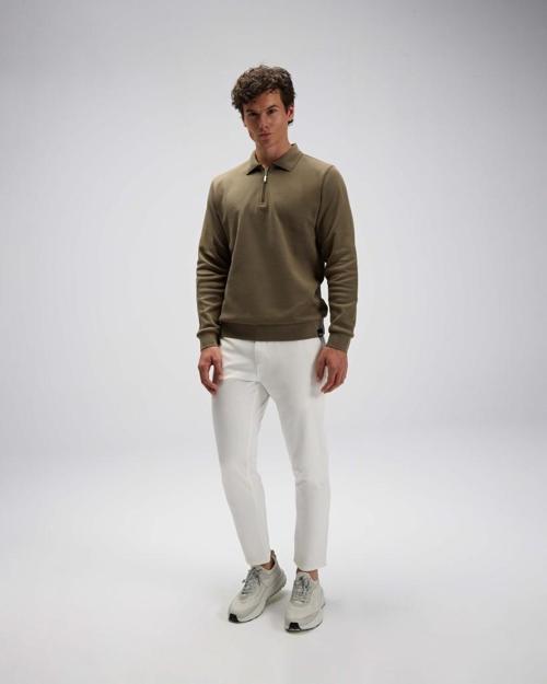 EM602-KH Erkek Haki Yarım Fermuarlı Polo Sweat