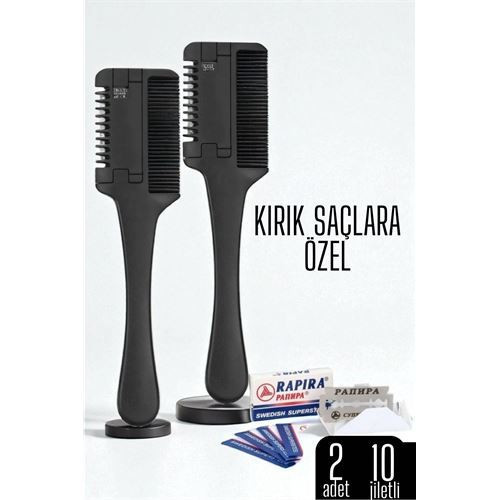 Saç İnceltme ve Şekillendirme Tarağı Çift Fonksiyonlu Saç Kırığı İçin Saç İncelten Jiletli Tarak