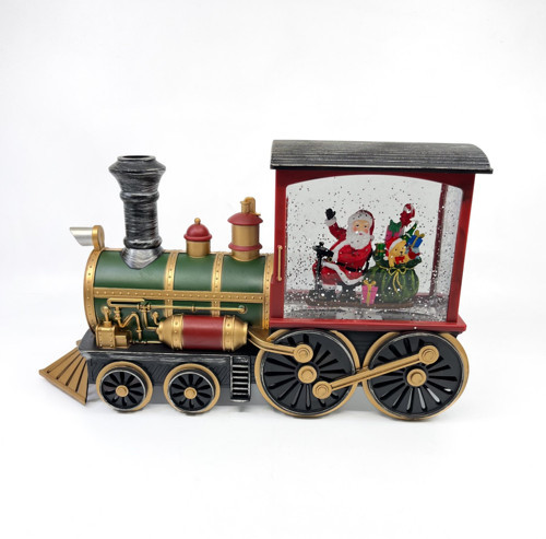 Işıklı ve Müzikli Kar Küresi - Noel Baba Tren Tasarımlı