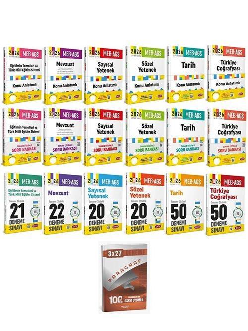 Data 2026 MEB-AGS Tüm Dersler Konu + Soru Bankası + 183 Deneme 18 li Set Anla Kazan Paragraf