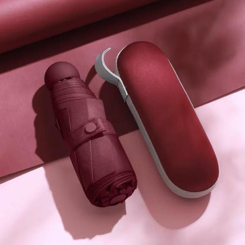 Mini Cep Boy Lüx Şemsiye UV Korumalı Bordo Mini Şemsiye