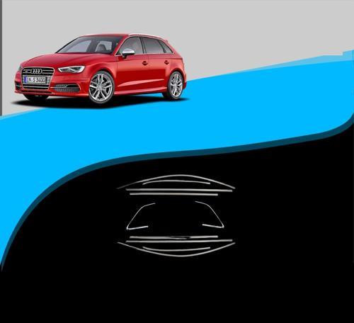 Audi A3 HB Krom Cam Çıtası Tam Tur 10 Parça 2014-2020 Arası