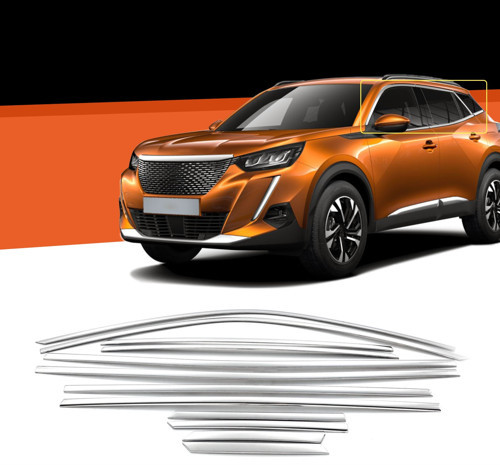 Peugeot 2008 Krom Cam Çıtası Tam Tur 12 Parça 2020+