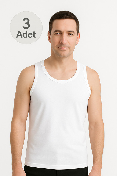 Beyaz Askılı Erkek Atlet Avantajlı Paket 3 Adet %100 Pamuk