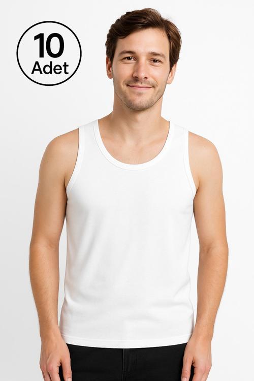 Beyaz Askılı Erkek Atlet Avantajlı Paket 10 Adet %100 Pamuk
