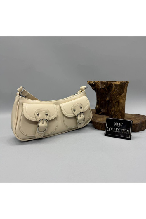 Kadın BEJ Önden Kemer Cepli Baget El Omuz Çantası OT00081