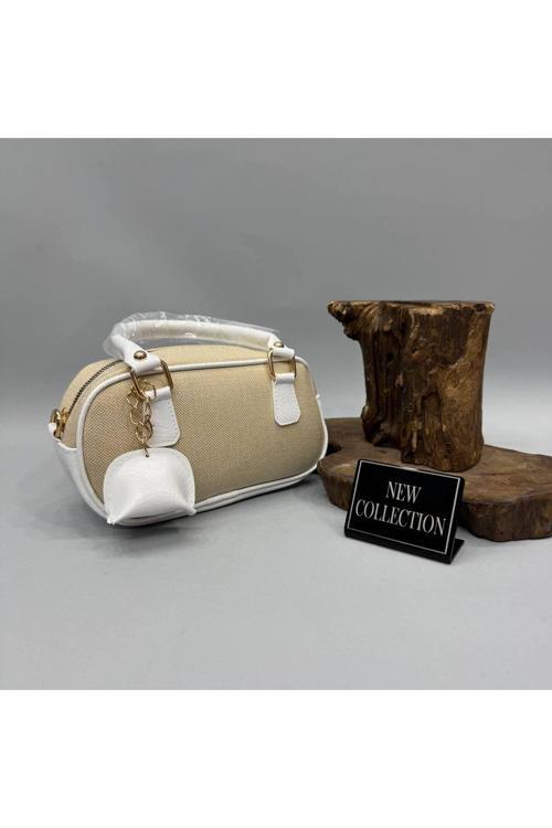 Kadın BEYAZ Hasır Görünümlü Deri Kombin El Ve Omuz Çantası OT00080