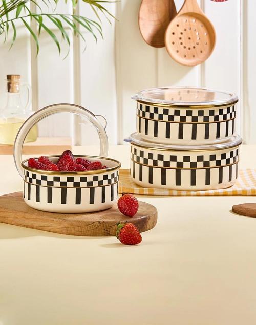 Prime Cream 3’lü Emaye Saklama Kabı