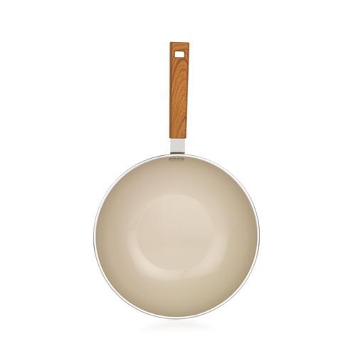 Ceramoni Seramik Wok Tava 28 Cm-Krem