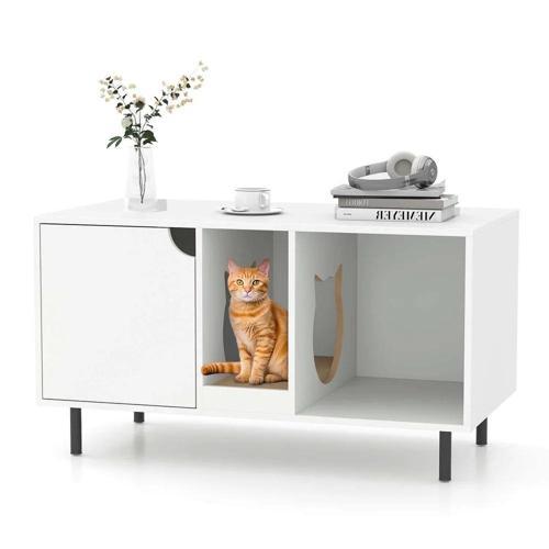 CostWay Gizli Kedi Tuvaleti ve Depolama Dolabı – Modern Tasarım Beyaz