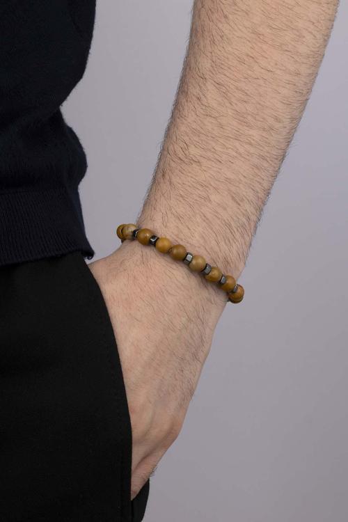 Hematit Geçişli Açık Kahve Jasper Doğal Taş Bileklik