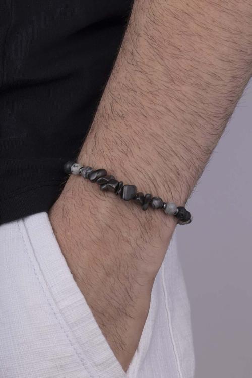 Lav Taşı Jasper Taşı Karışık Form Doğal Taş Erkek Bileklik