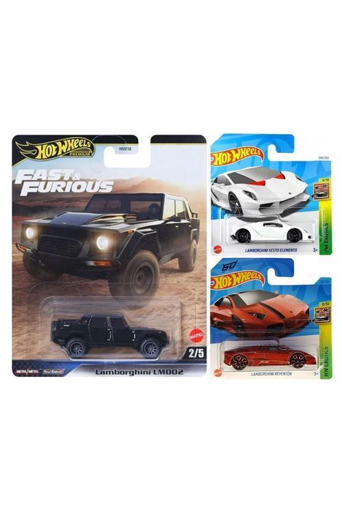 3 Araç Set - Hot Wheels Lamborghini LM002 & Lamborghini Sesto Elemento & Lamborghini Reventon (1/64)
