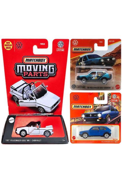 3 Model Set - Matchbox 1987 Volkswagen Golf MK 1 Cabriolet & '90 Volkswagen Golf Country & Golf Mk1