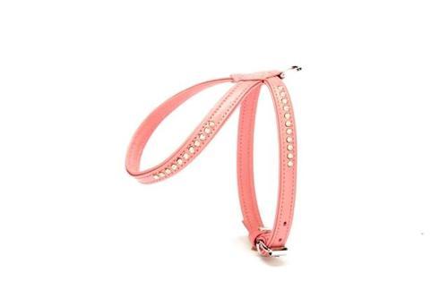 Flotter Swarovski Taşlı Deri Köpek Göğüs Tasması 1,2 x 21-30 cm Pembe
