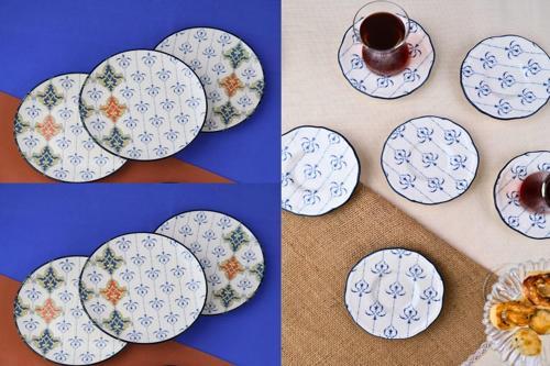 Porselen Audrey 6 Kişilik Pasta Takımı 20cm ve Çay Tabak Takımı 12cm