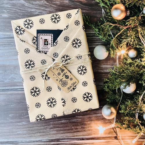 Kar Tanesi Desenli Pelur Kağıt , Yılbaşı Hediye Paketi, Pelur Kağıdı, Yeni Yıl Paketleme 10 Adet-KRTNSİ1