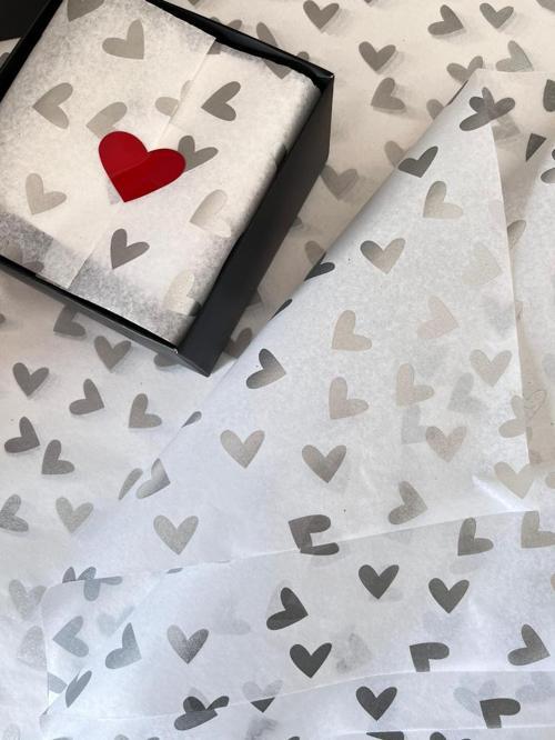 Gümüş Kalp Desenli Pelur Kağıdı/Beyaz Pelur50x70 cm 10’lu-T326