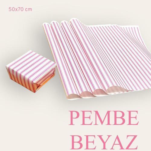 Ambalaj Kağıdı Paketleme Kağıdı Çeyiz Paketleme Kağıdı Ambalaj Kağıt 50x70 cm 10 Adet Pembe-Beyaz Hediye Paketi-T437