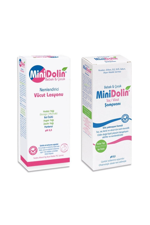 Minidolin Bebek Saç Ve Vücut Şampuanı 250 Ml + Minidolin Nemlendirici Vücut Losyonu 250 Ml