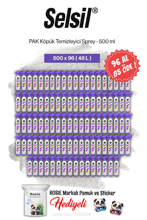 96 AL 85 ÖDE Selsil PAK Köpük Temizleyici Sprey 500 ml ve rosie pamuk