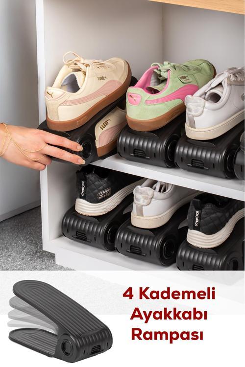 5301 10lu Ayakkabı Rampası Ayakkabı Düzenleyici Dolap İçi Organizer- Siyah