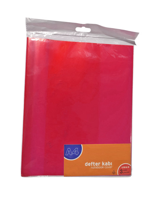 A4 Boyunda Şeffaf Hazır Defter Kabı Kırmızı - 3 Adet