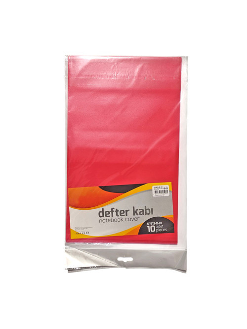 A5 Boyunda Notebook Şeffaf Hazır Defter Kabı Kırmızı - 10 Adet
