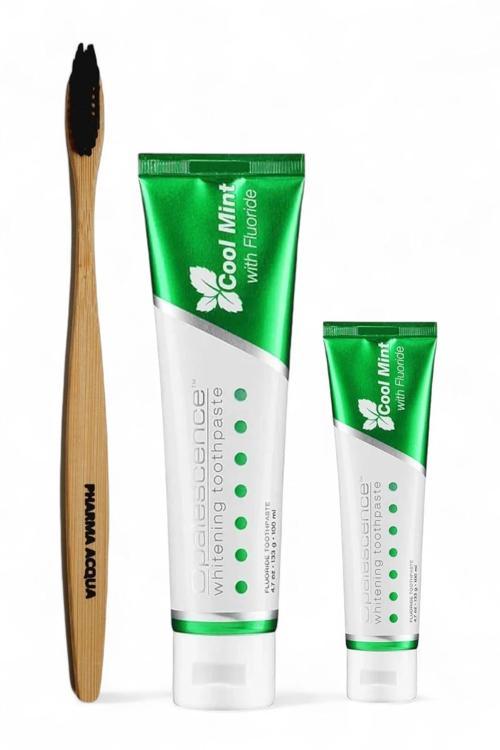 Cool Mint Beyazlatıcı Diş Macunu 133 gr  + Diş Macunu 28 gr +  Pharma Acqua Bambu Yumuşak Diş Fırçası