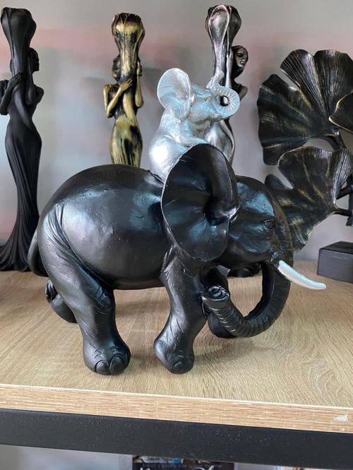 Dekoratif Yavrulu Fil Biblo Fil Heykeli