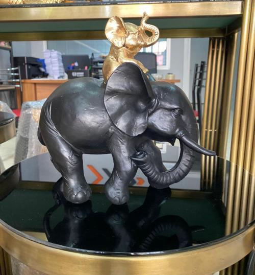 Dekoratif Yavrulu Fil Biblo Fil Heykeli