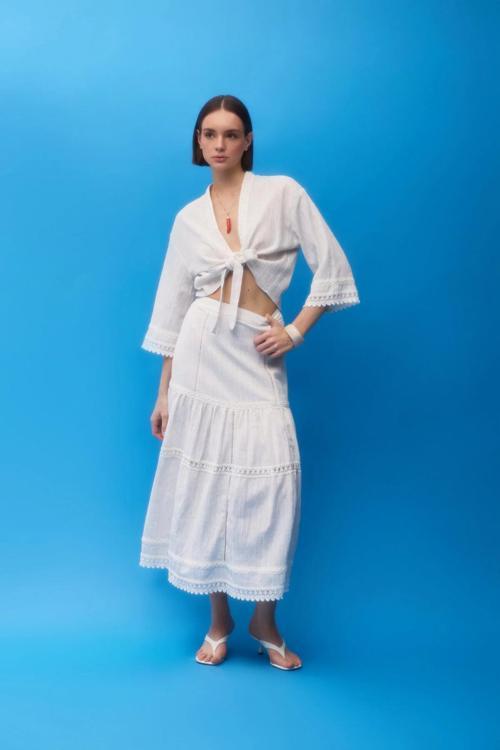 Şerit Detaylı Etek 25YETK00381