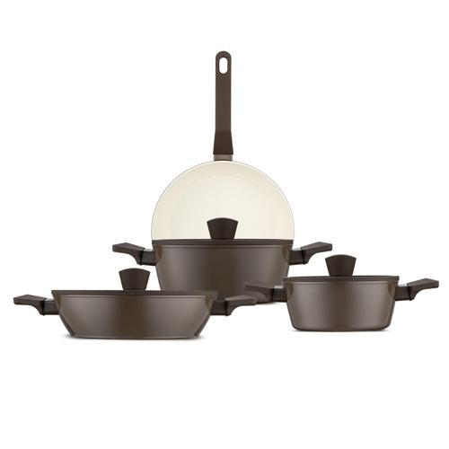 Swiss Crystal Brown 7 Parça İndüksiyon Tabanlı Tencere Seti
