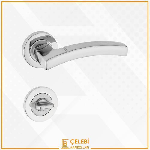 BALMONDİ KOL YUVARLAK ROZETLİ NİKEL SATEN WC KAPI KOLU 