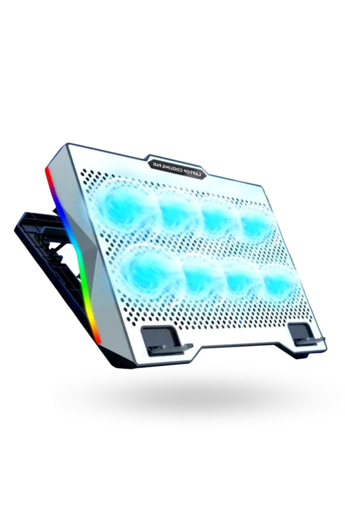 Büro Ev Ofis için 8 Fanlı Rgb Işıklı Metalik Notebook Suğutucu