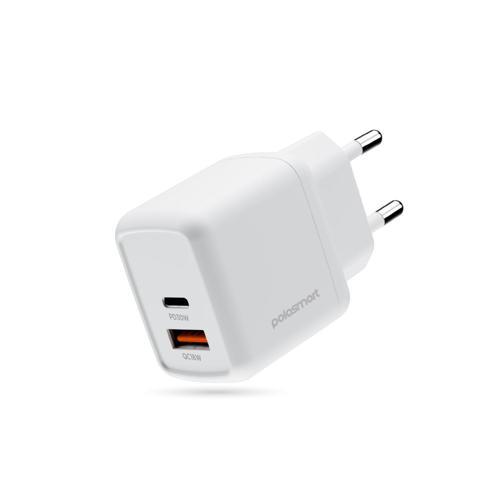 PBS137 Hızlı 1 USB 1 PD Çıkışlı 30W Şarj Adaptörü Duvar Şarjı Beyaz