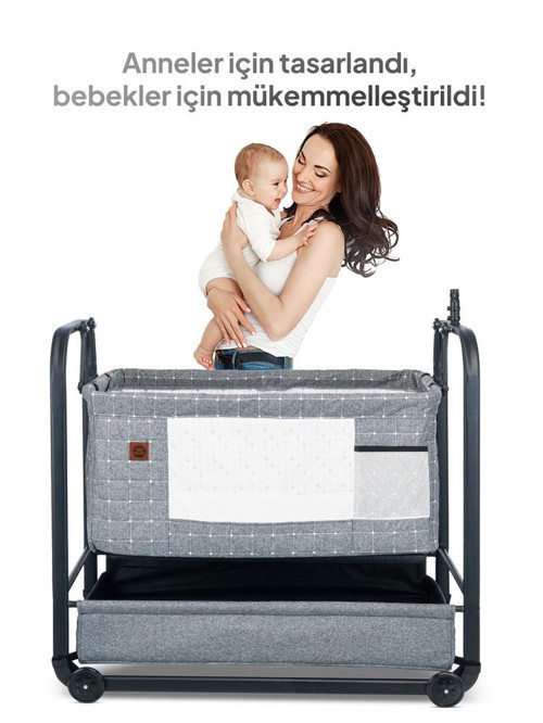 Elegance Cibinlikli Anne Yanı Sallanır Beşik - GriStandart