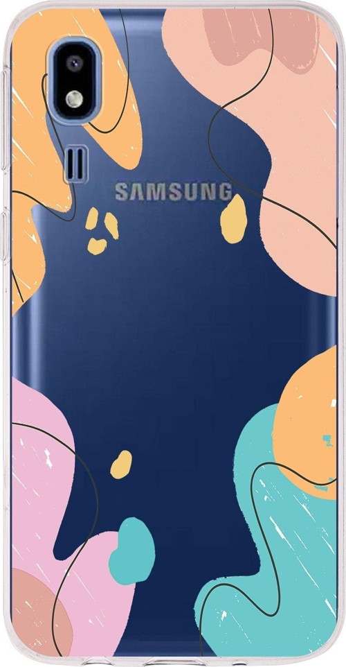 Samsung Galaxy A2 Core Uyumlu Kapak Karışık Renkler Tasarımlı Şeffaf Silikon Kılıf