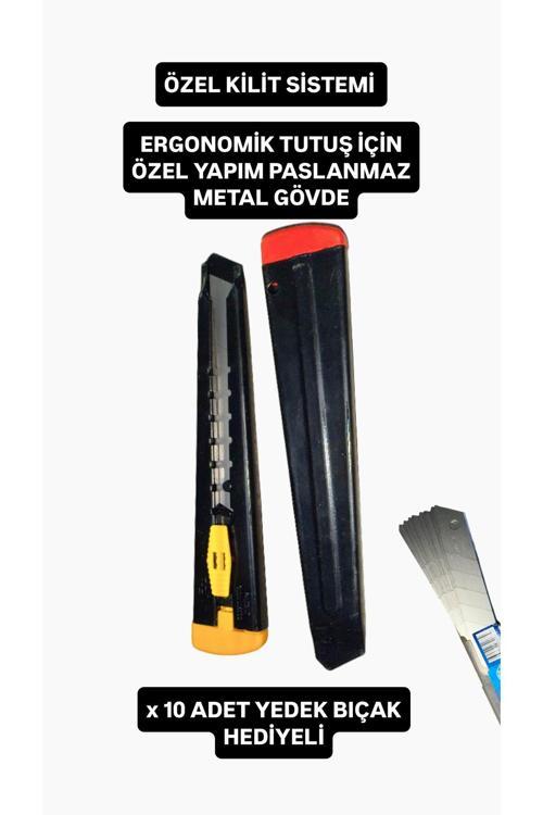 Hediyeli Özel Kilit Sistemli Paslanmaz Metal Falçata & Maket Bıçağı (1 Adet)