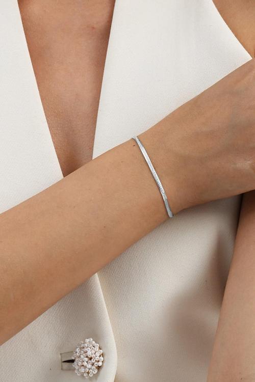 925 ayar gümüş simli yassı (ezme) italyan gümüş bileklik [barcode]