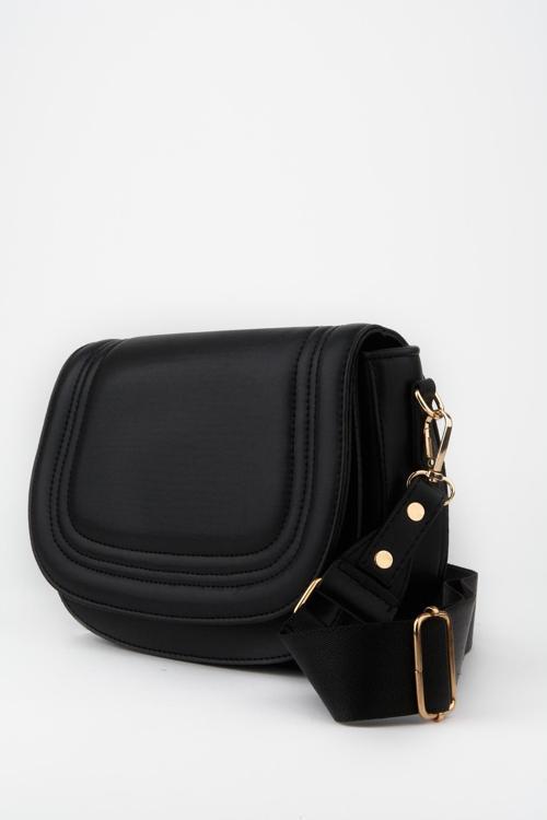 Bahar Siyah 5 Bölmeli Astarlı Kapaklı Çıt Çıt Kapama El Kol ve Omuz Çantası