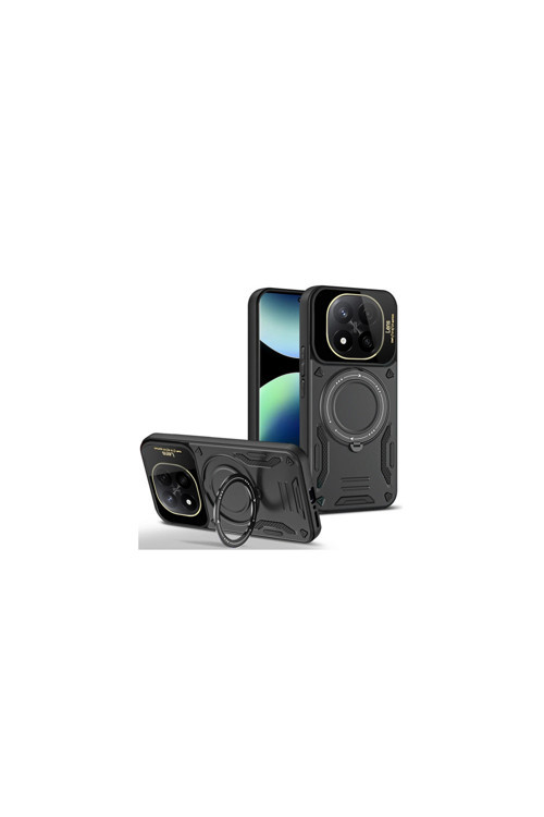 Xiaomi Redmi Note 14 Pro 5G Uyumlu Kılıf Joy Joy Standlı Lens Korumalı 360 Yüzük Aparatı