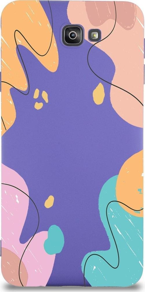 Samsung Galaxy J7 Prime Uyumlu Lansman Kılıf Karışık Renkler Tasarımlı Içi Kadife Kapak-Mor