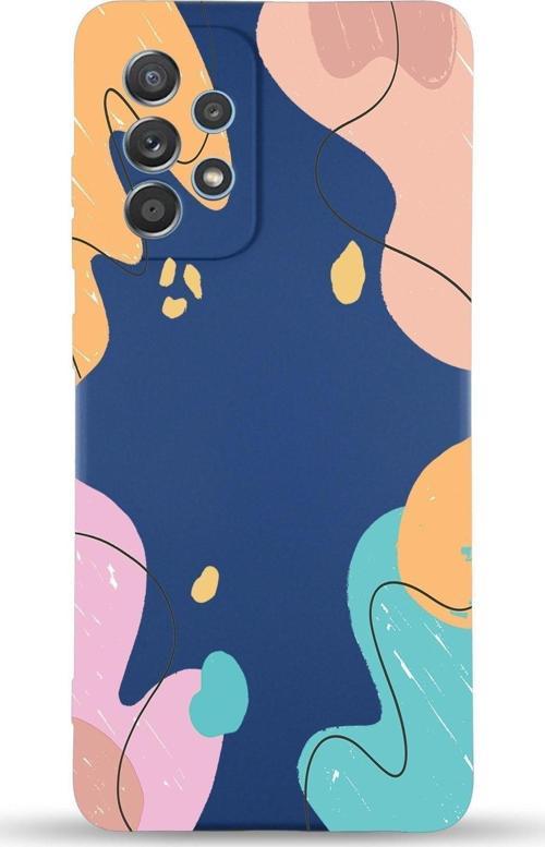 Samsung Galaxy A73 Uyumlu Lansman Kılıf Karışık Renkler Tasarımlı Içi Kadife Kapak-Lacivert