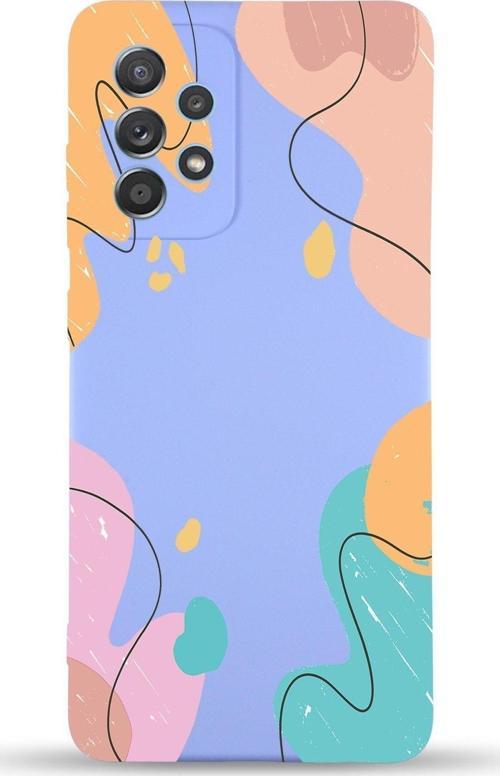 Samsung Galaxy A73 Uyumlu Lansman Kılıf Karışık Renkler Tasarımlı Içi Kadife Kapak-Lila