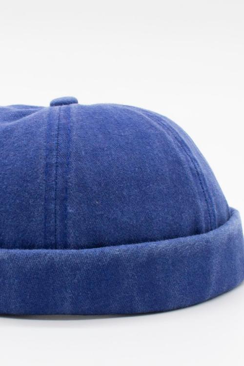 Vintage Retro Lacivert Eskitme Pamuk Cap Docker Şapka